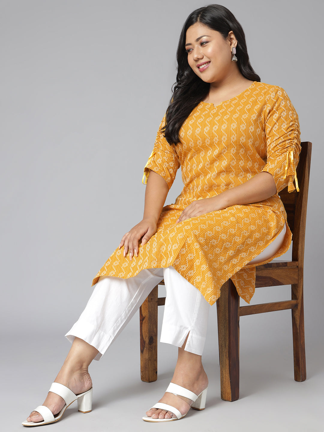Janasya Women's Yellow Cotton Woven Design Casual Straight Kurta - Distacart