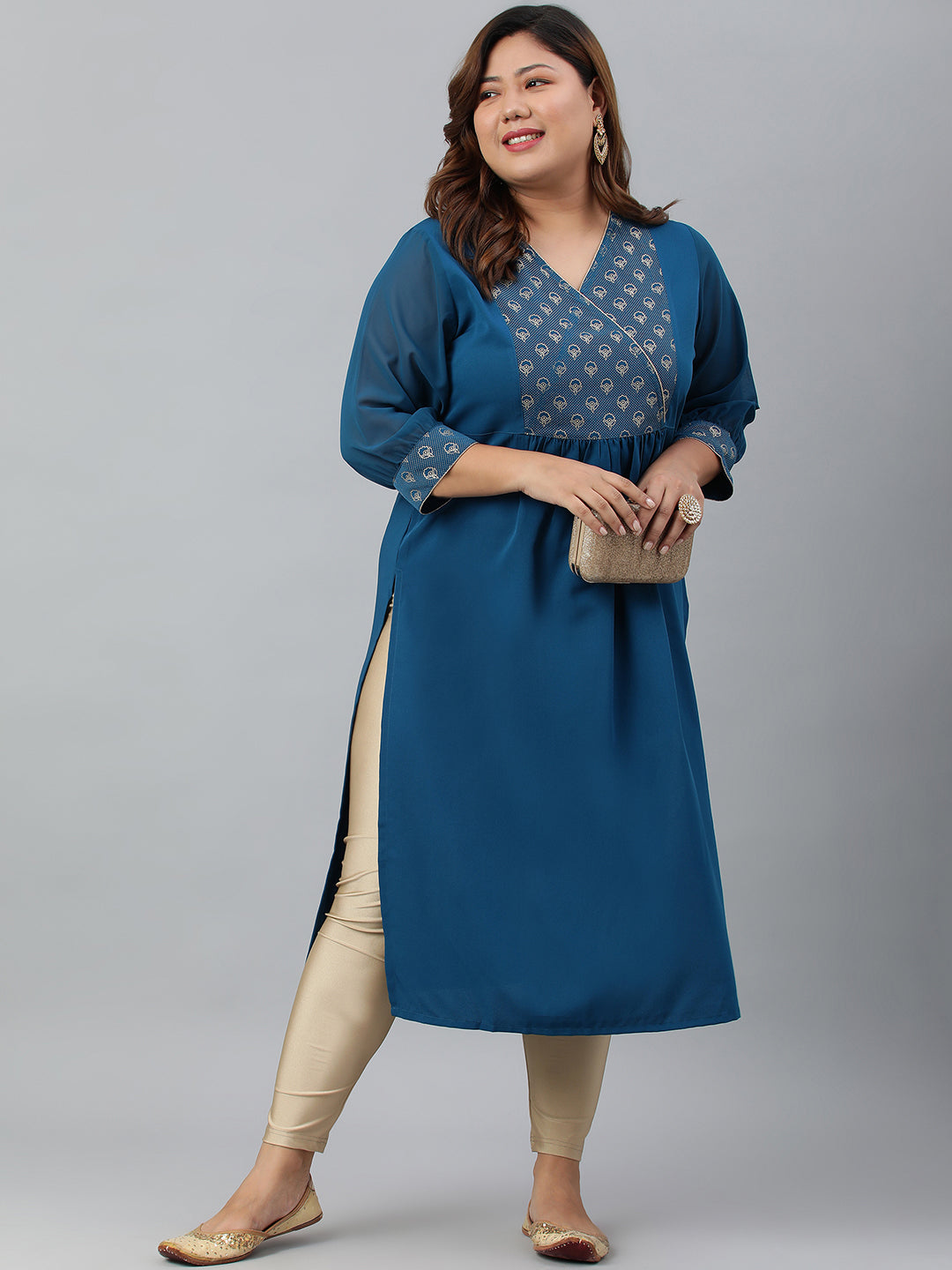 Janasya Women's Teal Poly Crepe Solid Casual Straight kurta - Distacart