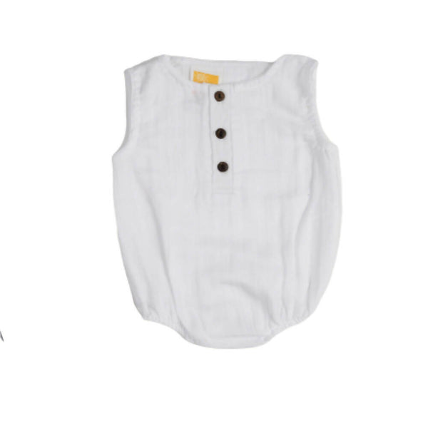 Sunshine Baby Cute Organic Muslin Cotton Sleeveless Rompers For Babies - White - Distacart