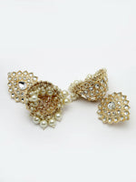 Thumbnail for NVR Women Gold-Plated Handcrafted Kundan Jhumka Earrings - Distacart