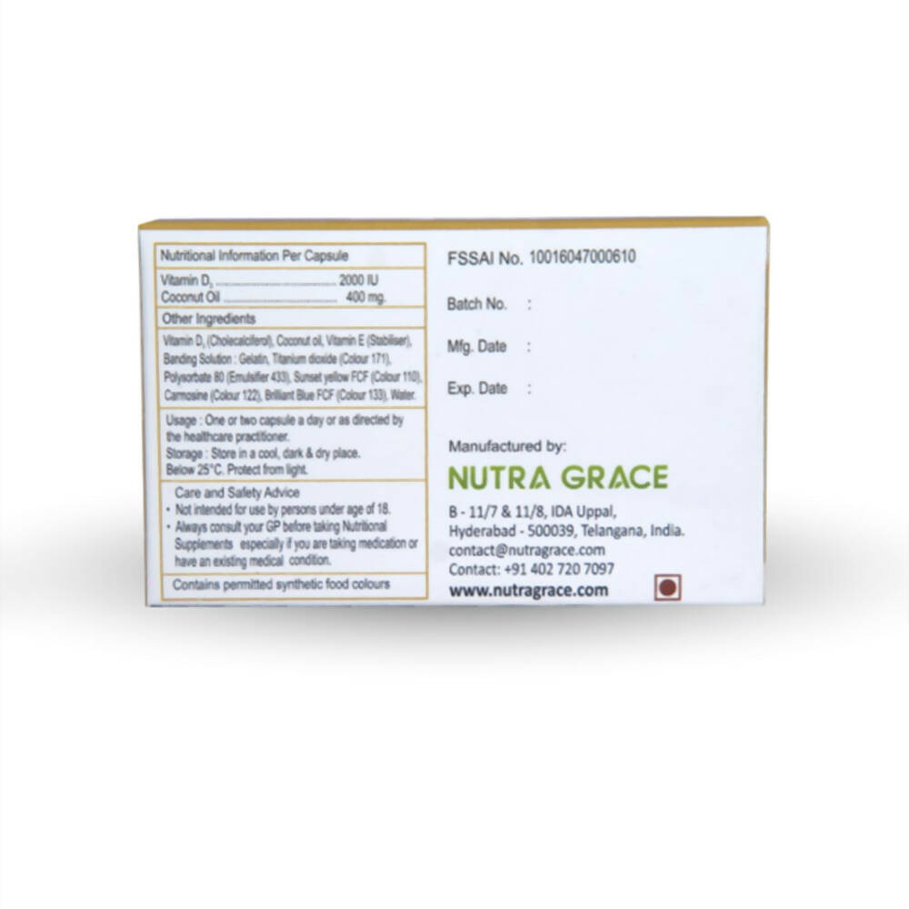 Nutra Grace D3 2k Vitamin D3 2000 I.U Capsules - Distacart