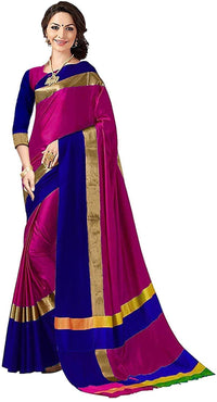 Thumbnail for Vamika Pink Cotton Silk Weaving Saree (Shreeji Pink Blue) - Distacart