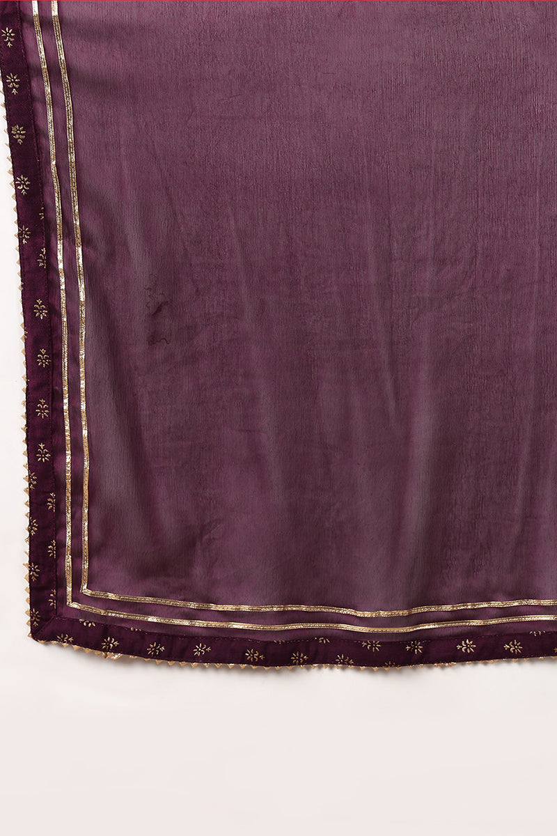 Women's Plus Size Purple Silk Blend Solid Anarkali Style Suit Set - Rasiya - Distacart