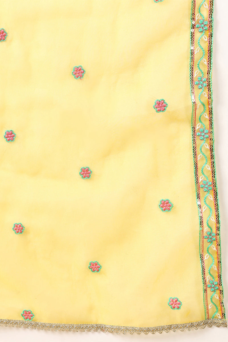 Women's Plus Size Yellow Silk Blend Solid Anarkali Style Suit Set - Rasiya - Distacart