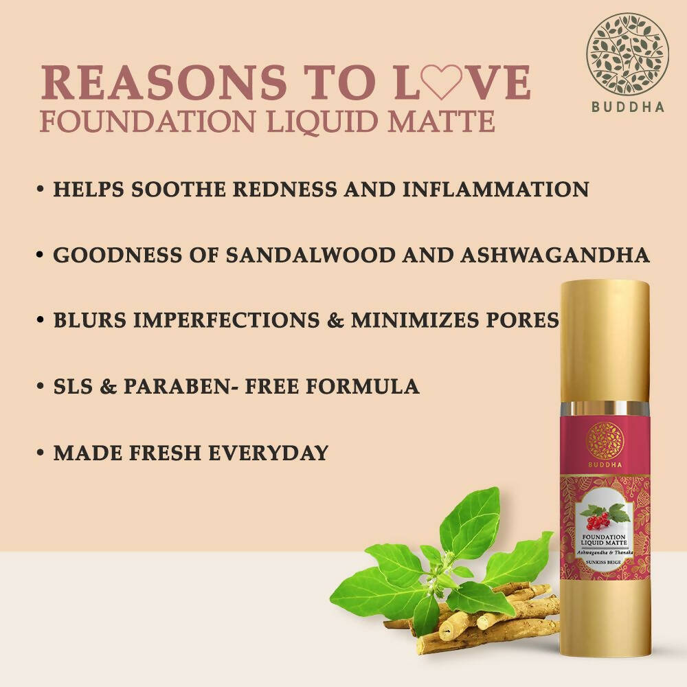 Buddha Natural Liquid Foundation Matte Sunkiss Beige - Distacart