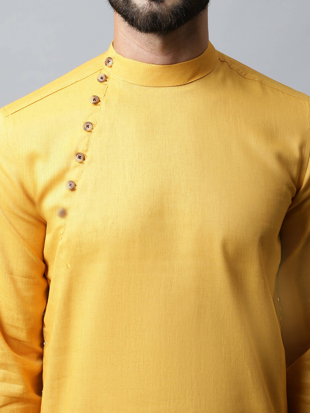 Even Apparels Yellow Color Pure Cotton Men's Kurta With Side Placket (SLD1130) - Distacart