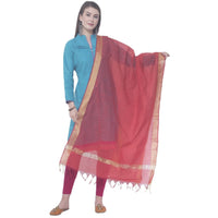 Thumbnail for A R SILK Red Color Chaura patta Chanderi cotton Dupattas and Chunnis