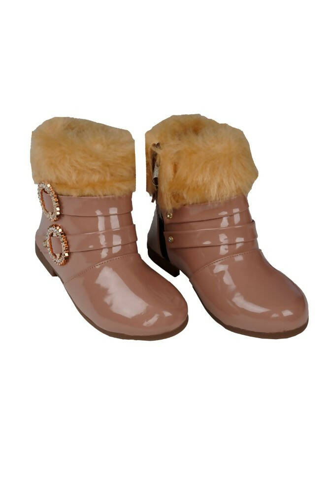 Tiny Bugs Girls Buckle Embellished Anckle Lenght Boots -Peach - Distacart