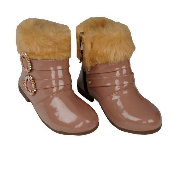 Tiny Bugs Girls Buckle Embellished Anckle Lenght Boots -Peach - Distacart