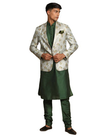 Thumbnail for Vastramay Men's Green Poly viscose Ethnic Combo Set - Distacart