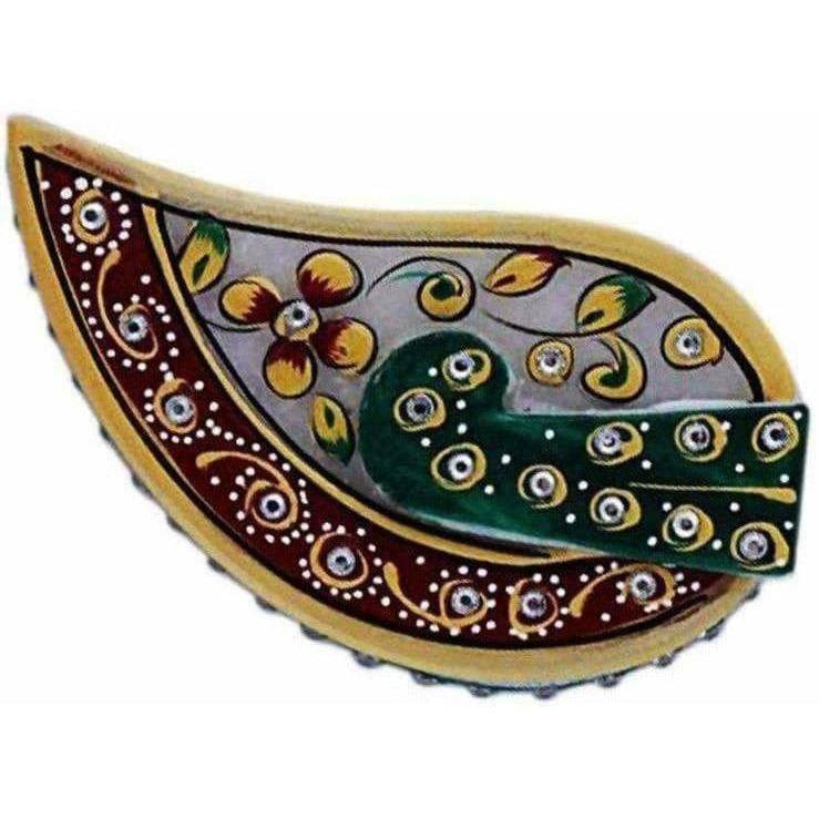 Decorative Meenakari Haldi Kumkum Marble Peacock