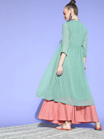 Thumbnail for Janasya Green Woven Design Dobby Weave Kurta - Distacart