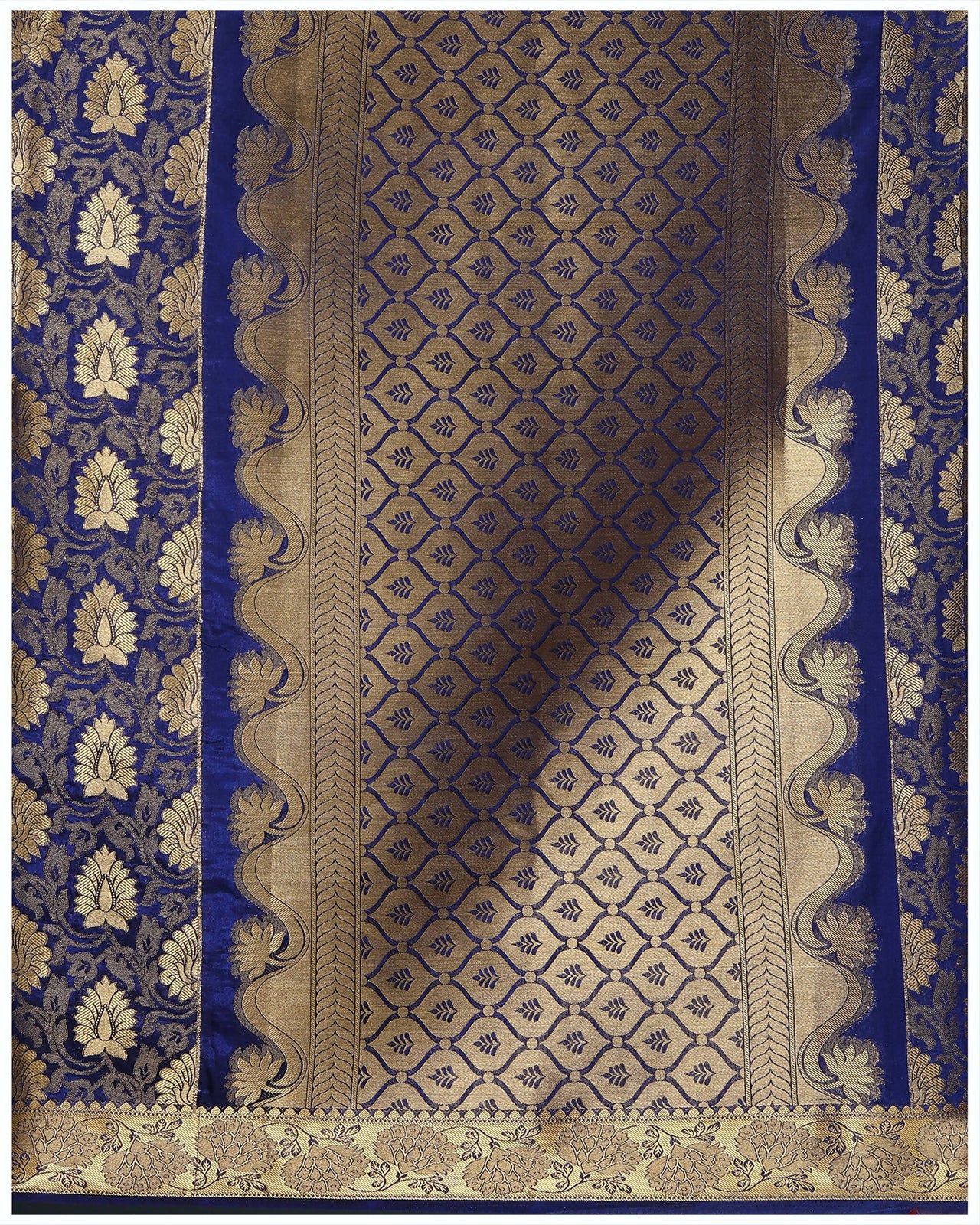 Mimosa Women's Kanchipuram Silk Navy Blue Saree - Distacart