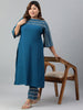 Janasya Women's Teal Poly Crepe Straight Casual Kurta Set - Distacart