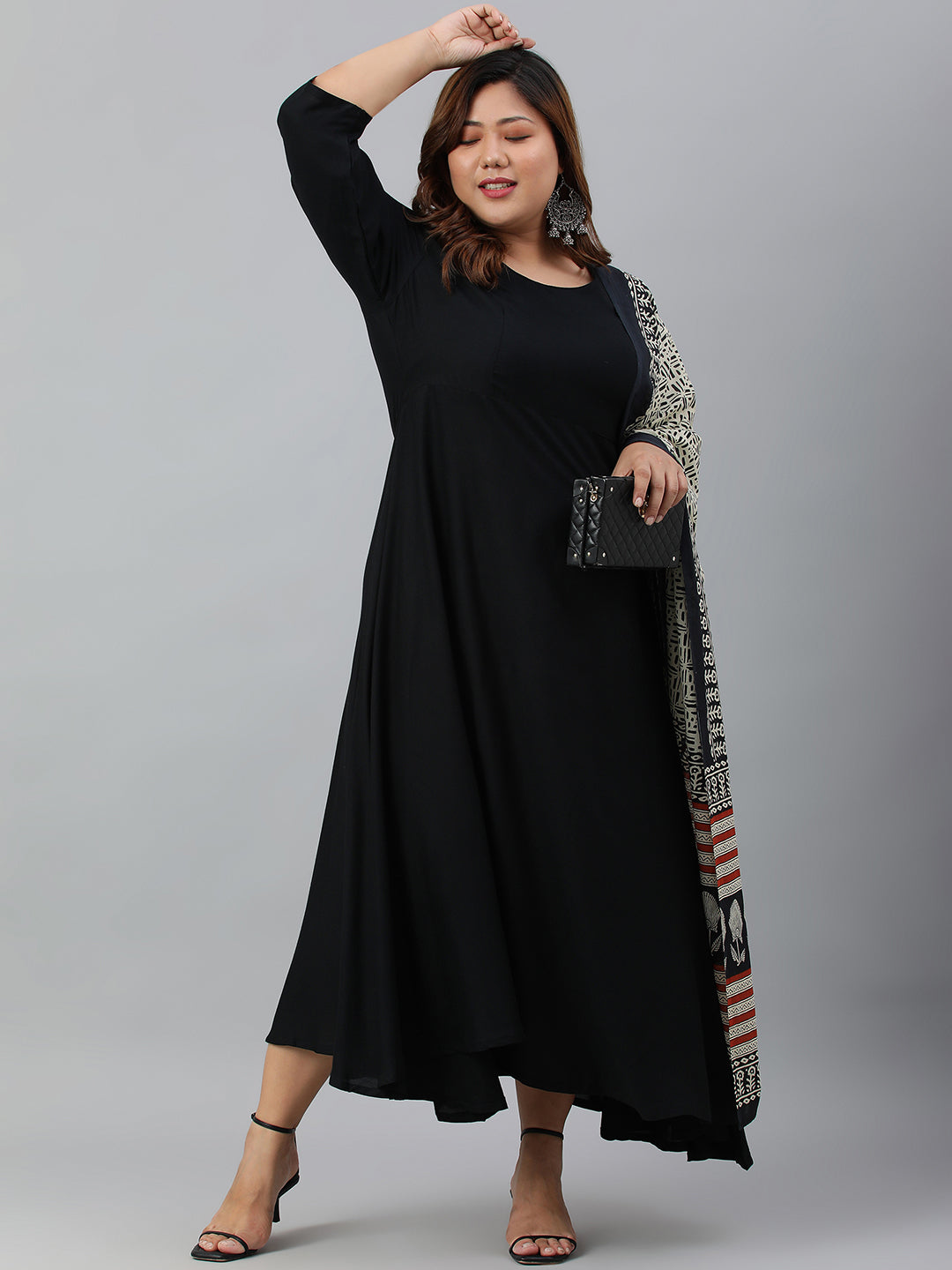 Janasya XL LOVE by Janasya Women's Plus Size Black Rayon Kurta With and Dupatta - Distacart