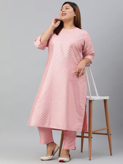 Janasya Women's Pink Poly Silk Straight Festive Kurta Set - Distacart