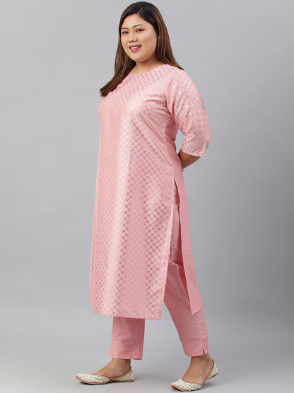 Janasya Women's Pink Poly Silk Straight Festive Kurta Set - Distacart