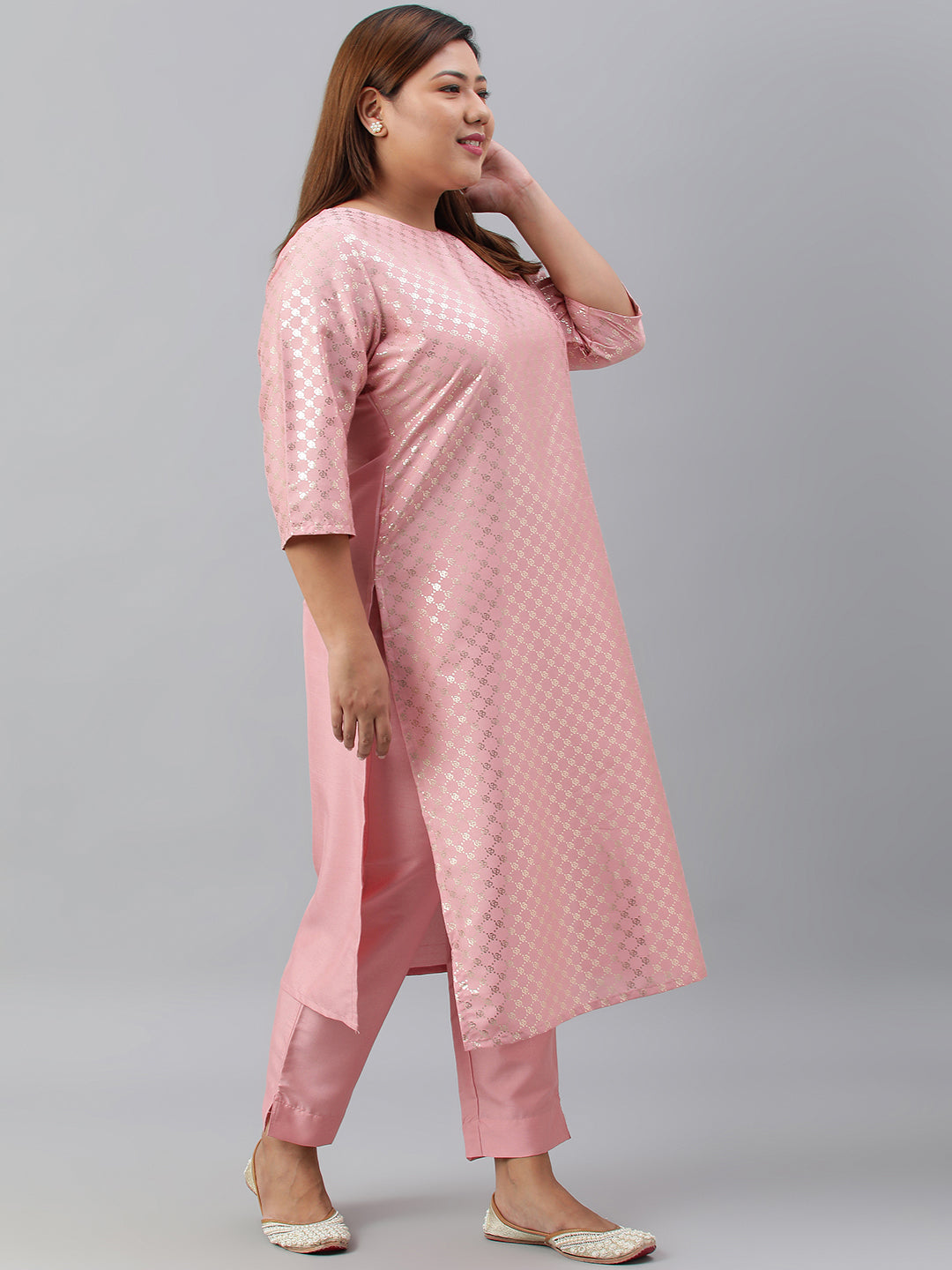 Janasya Women's Pink Poly Silk Straight Festive Kurta Set - Distacart