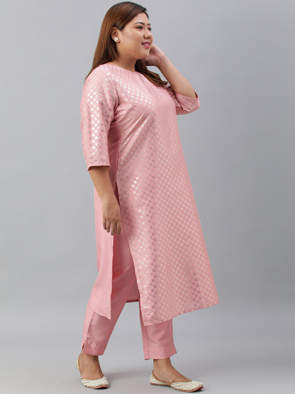Janasya Women's Pink Poly Silk Straight Festive Kurta Set - Distacart