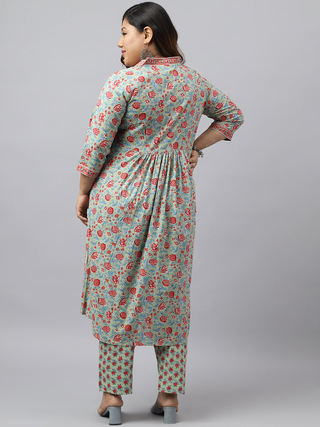 Janasya Women's Green Cotton Empire Casual Kurta Set - Distacart