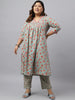 Janasya Women's Green Cotton Empire Casual Kurta Set - Distacart
