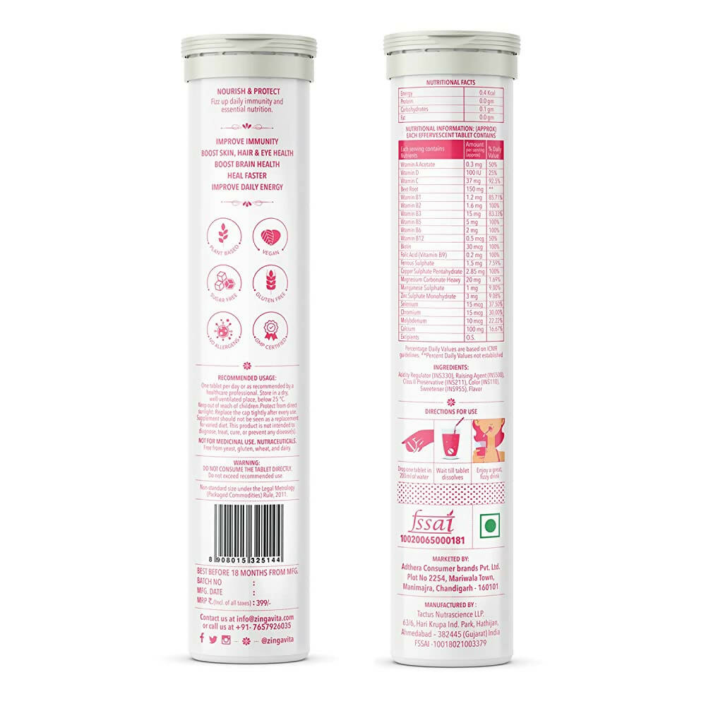 Zingavita Daily Multivitamins Effervescent Tablets (Orange Flavor) - Distacart