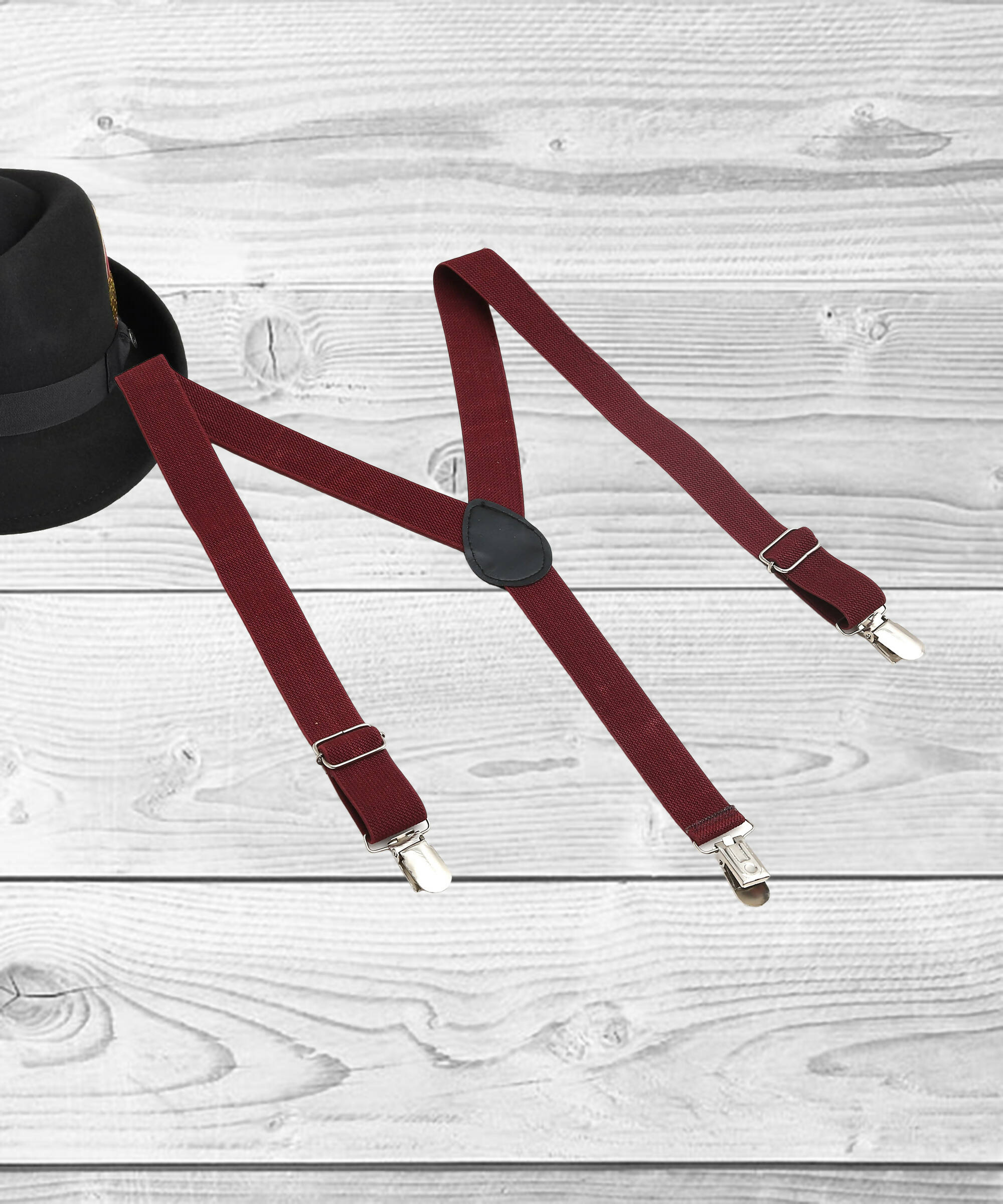Manet Boys Solid Suspenders - Maroon - Distacart