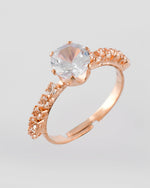 Thumbnail for VOJ white CZ-detail Stainless Steel Cubic Zirconia Gold Plated adjustable finger Ring - Distacart