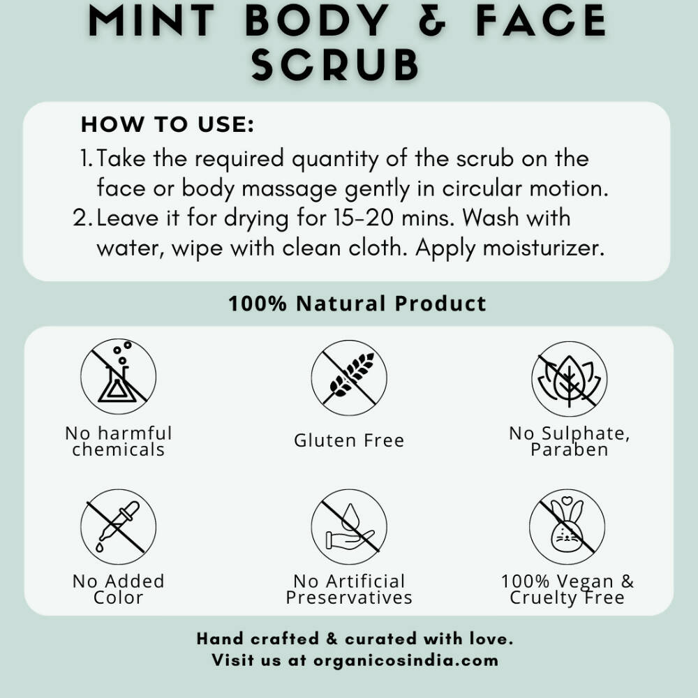 Organicos Mint Face & Body Scrub - Distacart