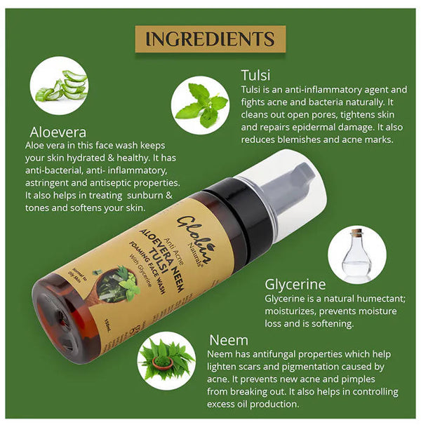 Globus Naturals Aloevera Neem Tulsi Foaming Face Wash - Distacart