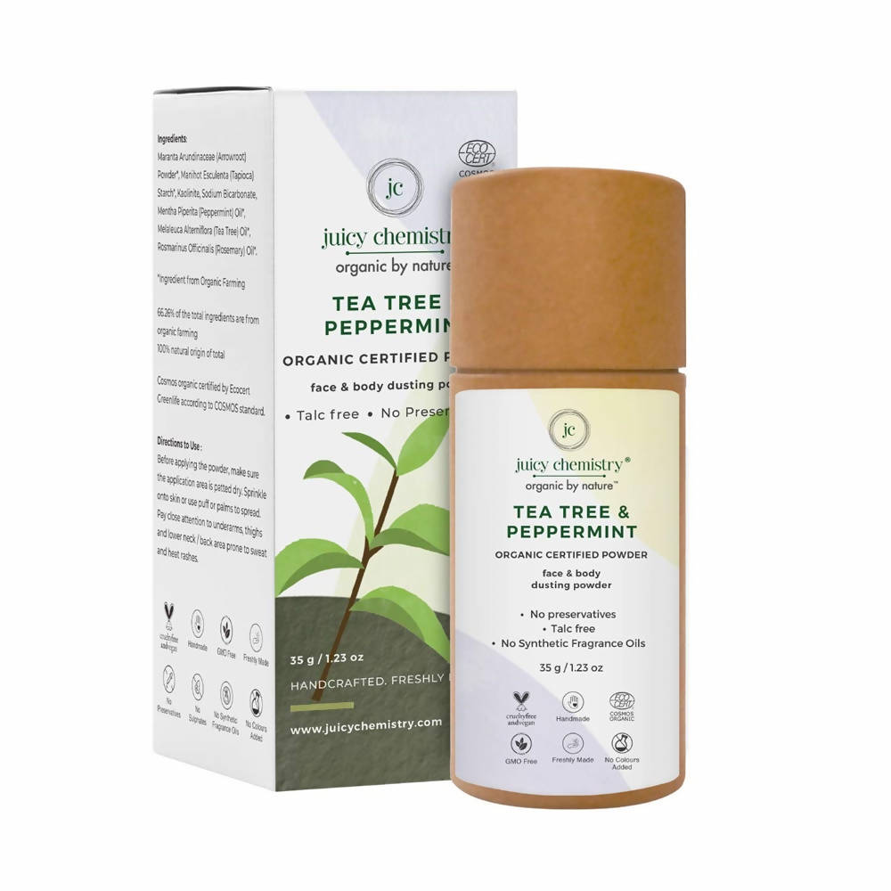 Juicy Chemistry Tea Tree & Peppermint Face & Body Dusting Powder - Distacart