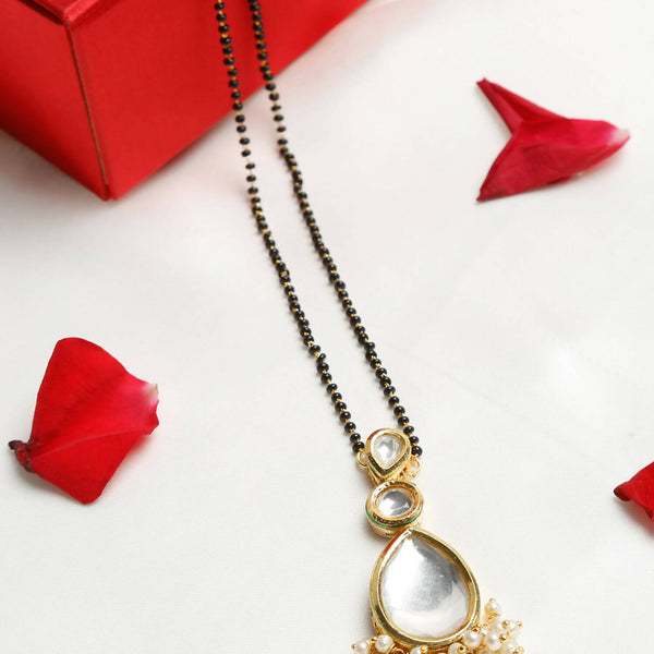 Black Gold-Plated Kundan Mangalsutra - Ruby Raang - Distacart