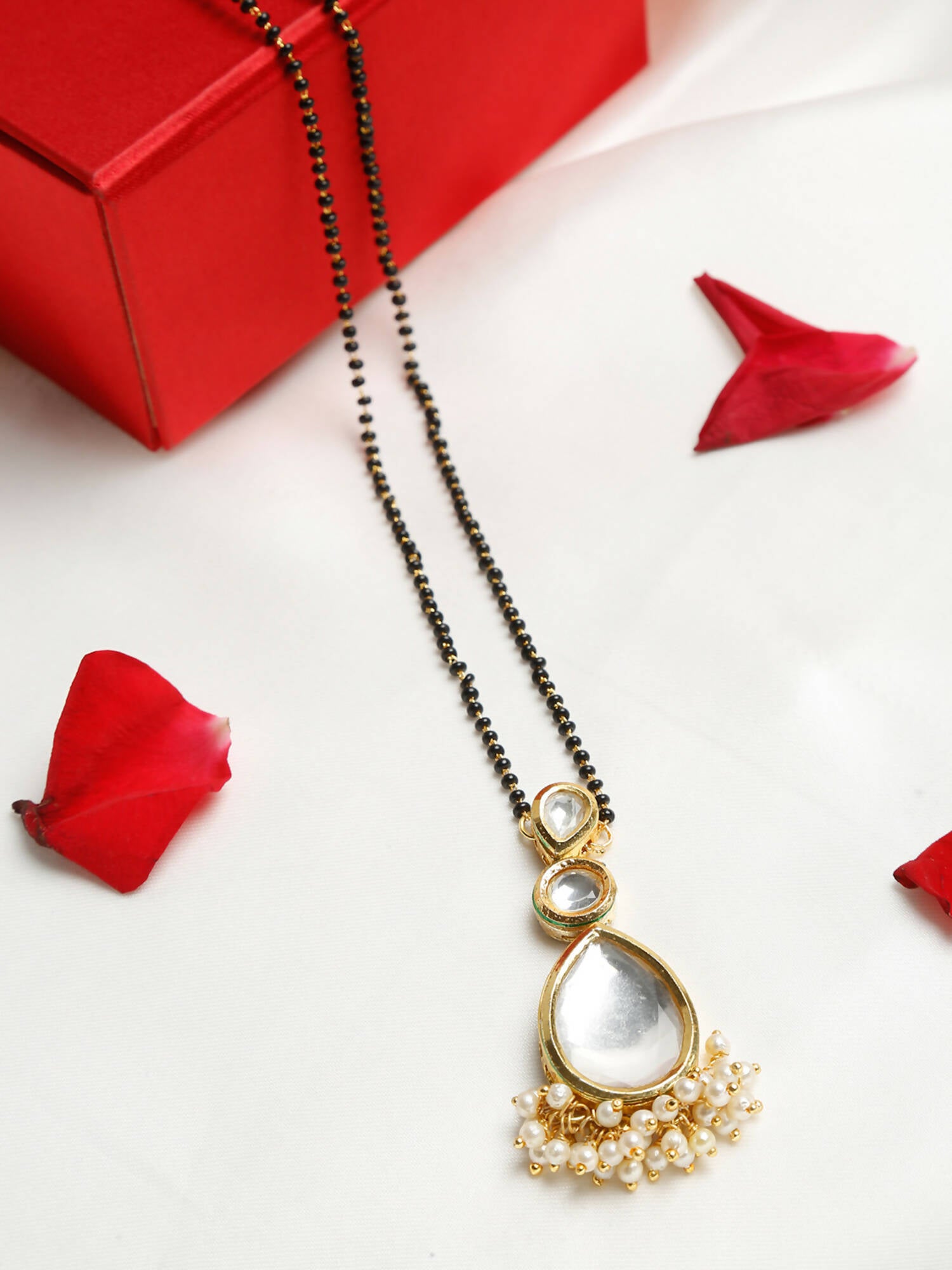 Black Gold-Plated Kundan Mangalsutra - Ruby Raang - Distacart