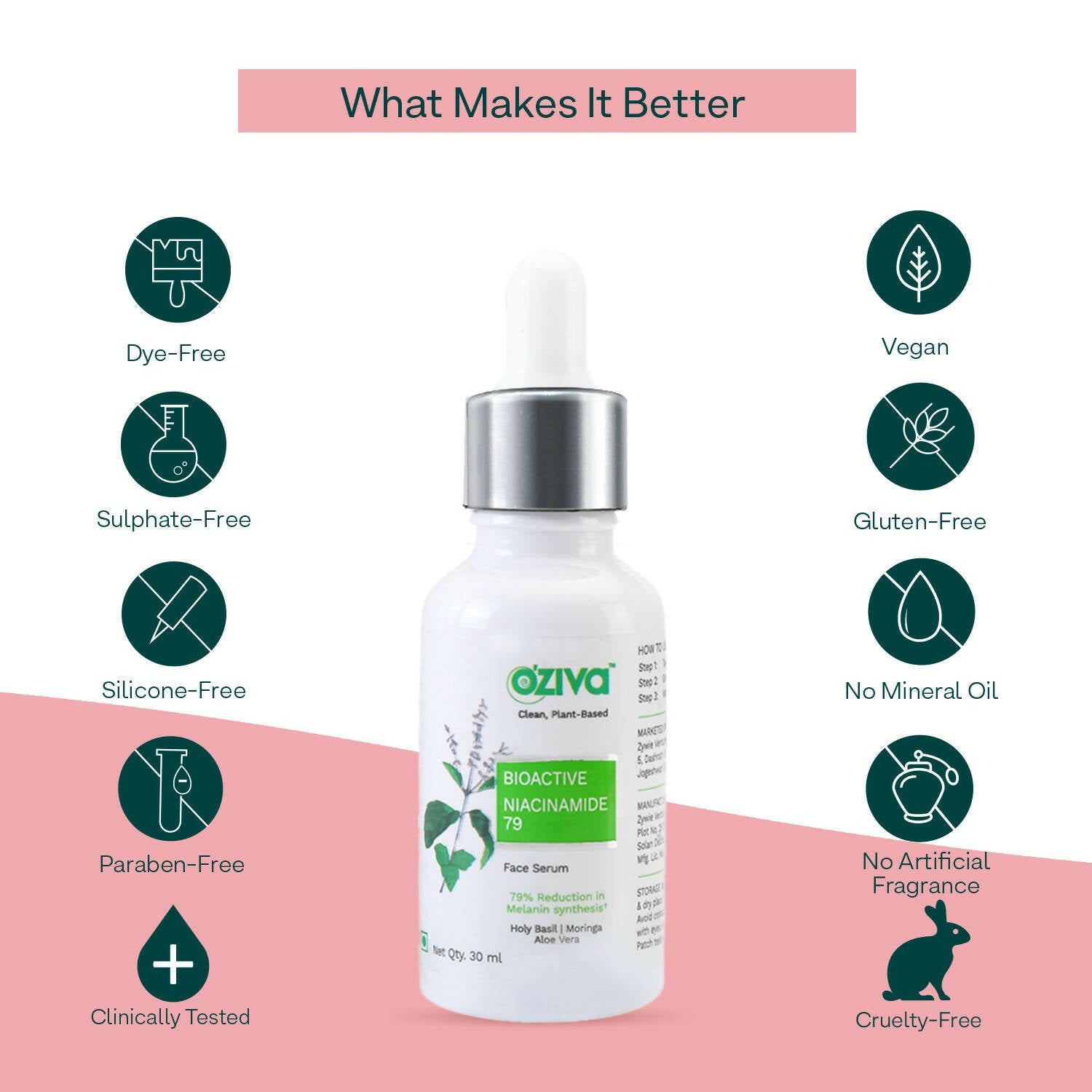 OZiva Bioactive Niacinamide 79 Face Serum - Distacart