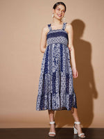 Thumbnail for Myshka Women Blue Geometric Dresses - Distacart
