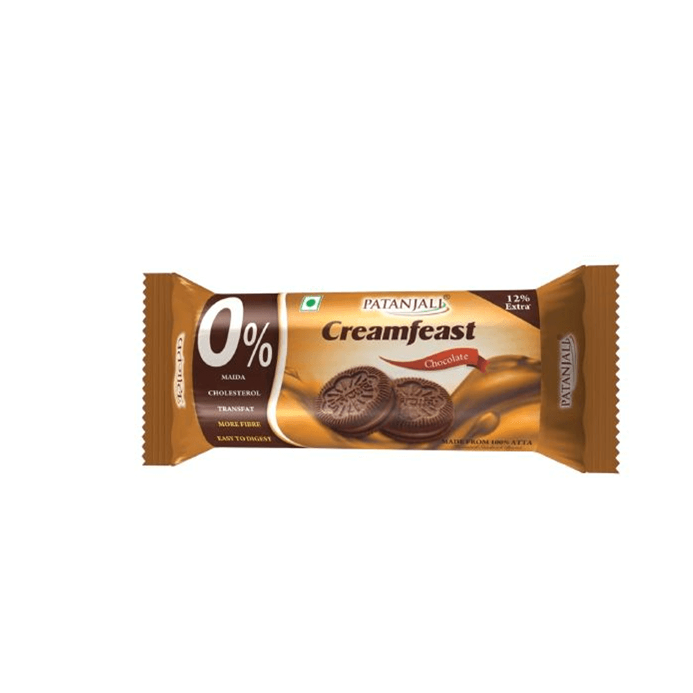 Patanjali Cream Feast Chocolate Biscuit (Pack of 10) - Distacart