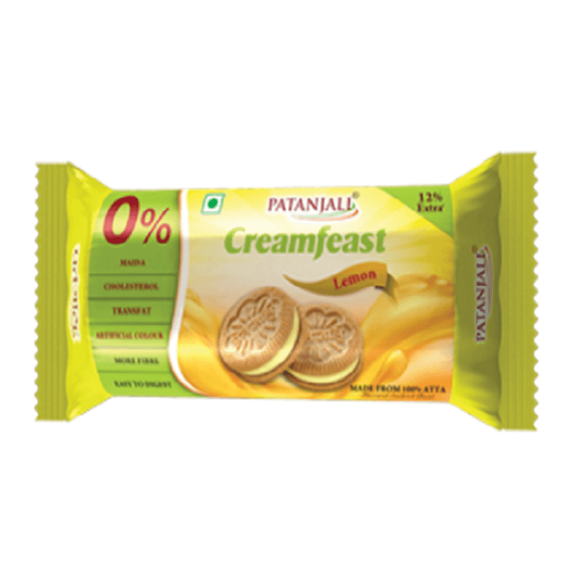 Patanjali Cream Feast Lemon Biscuit (Pack of 10) - Distacart