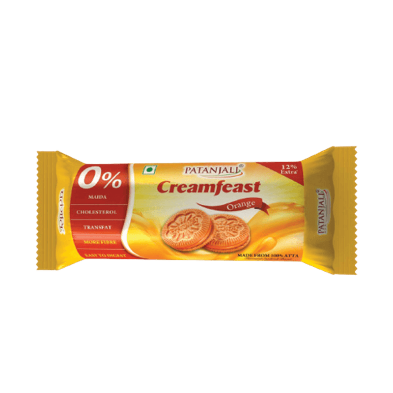 Patanjali Cream Feast Orange Biscuits (Pack of 10) - Distacart