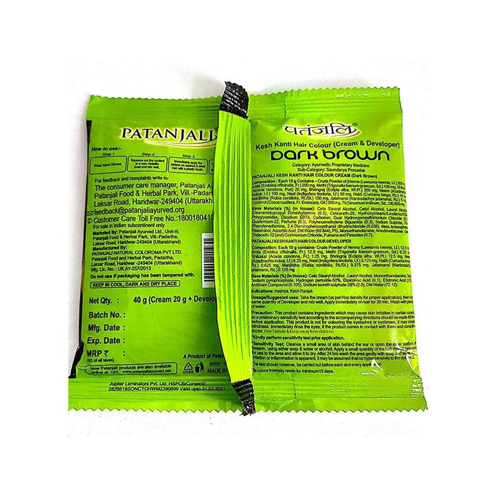 Patanjali Kesh Kanti Hair Colour (Cream & Developer) - 40 gram Dark Brown