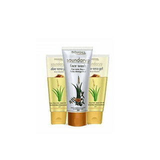 Patanjali Saundarya Face Wash(100 GM-1) & Aloe Vera Kesar Chandan Combo Pack( 60 GM x 2) - Distacart