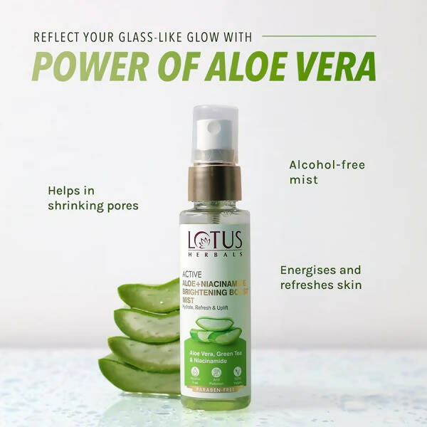 Lotus Herbals Active Aloe + Niacinamide Brightening Boost Mist - Distacart