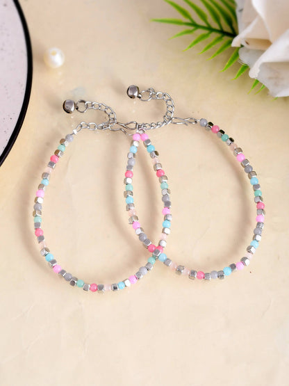 VOJ Women Multi Color stainless steel Anklet - Distacart