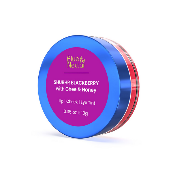 Blue Nectar Shubhr Blackberry Lip, Cheek & Eye Tint with Ghee & Almond Oil - Distacart