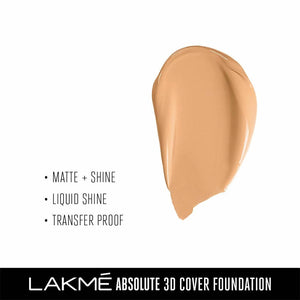 Lakme Absolute 3D Cover Foundation - Warm Sand (15 Ml) - Distacart