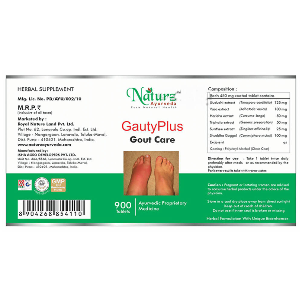 Naturz Ayurveda Gauty Plus Gout Care Tablets - Distacart