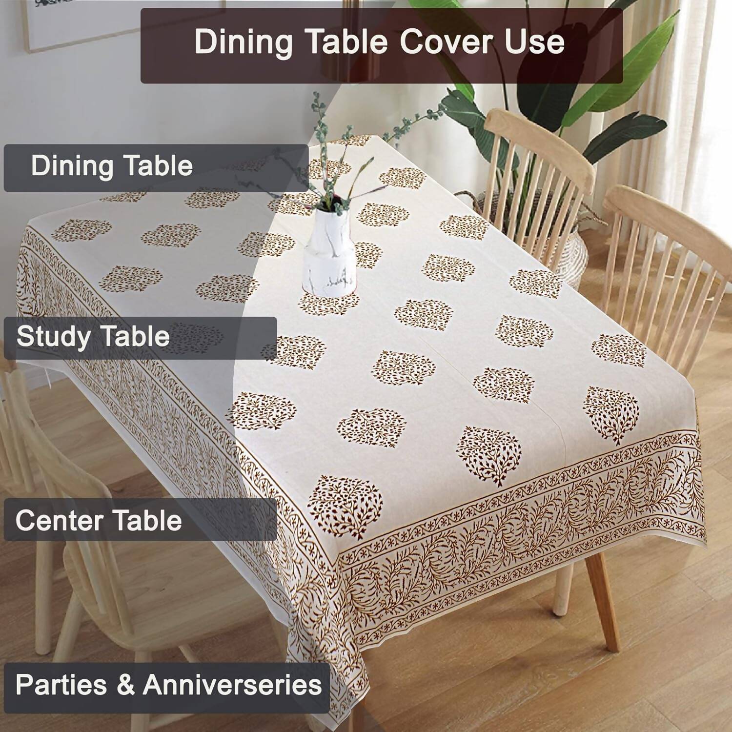 Urbano Homz Table Cloth for 6 Seater Dining Table - Cream - Distacart