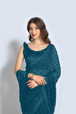 Thumbnail for Malishka Women's Rama Georgette Sequence Embroidery Saree With Blouse Piece - Distacart