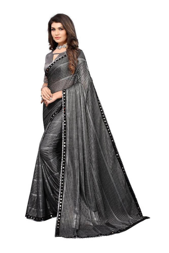 Vamika Grey Lycra Knitted Saree