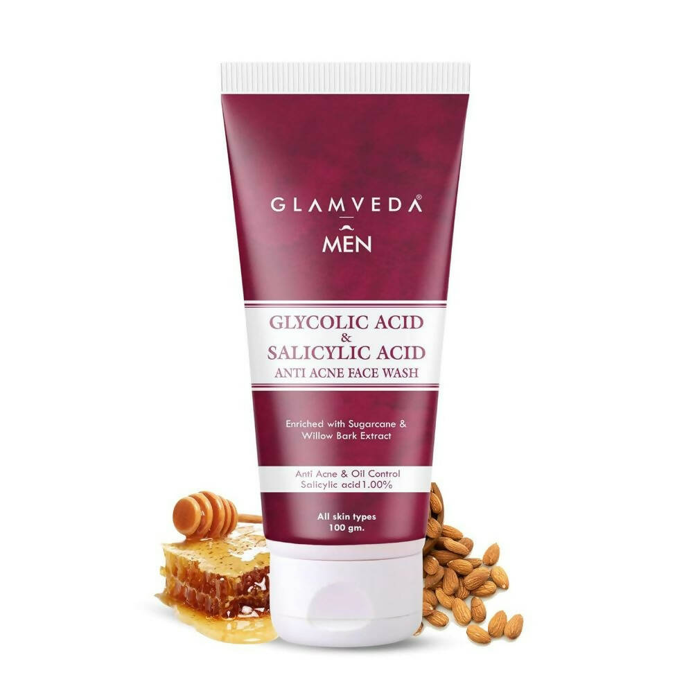 Glamveda Men Glycolic Acid & Salicylic Acid Anti Acne Face Wash - Distacart