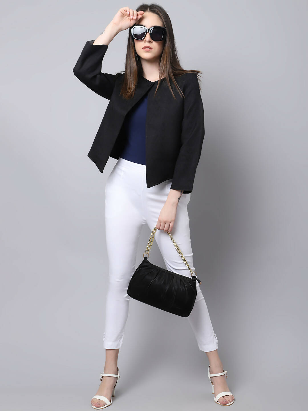 Even Apparels Black 100% Viscose Open Front Statement Women's Jacket - Distacart